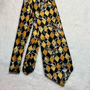 Vintage Bugs Bunny Mens tie, gold and black, Looney Tunes Mania Brand